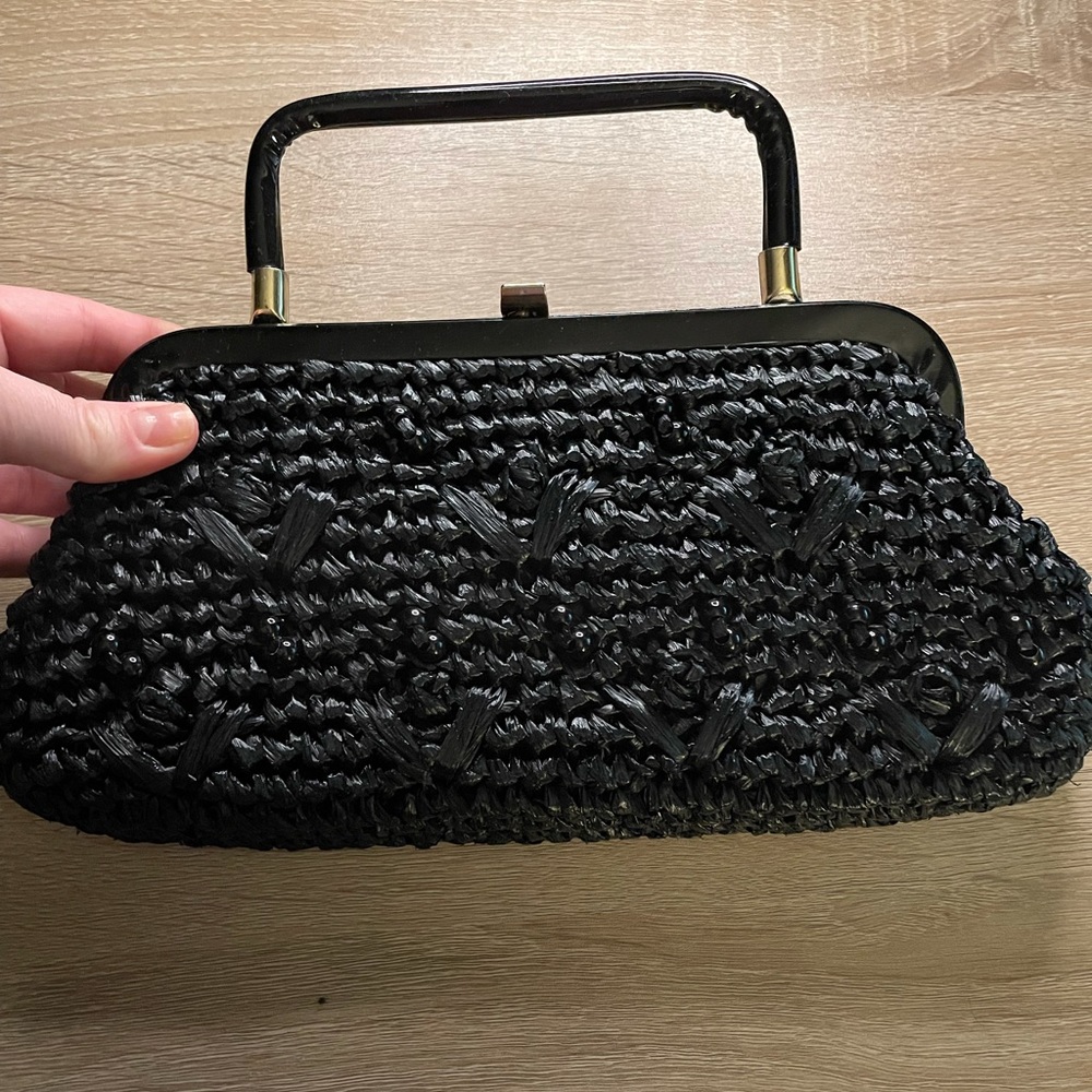 Vintage Raffia Clutch with Handles